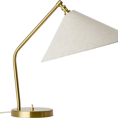 Gräshoppa Table Lamp in Brass with Canvas Shade by Greta M. Grossman for GUBI Two Enlighten packshot 