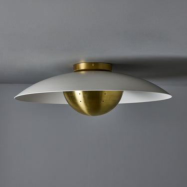 M5879 'Gabi' Perforated Brass Dome & White Painted Metal Flush Mount by Alvaro Benitez 3.j