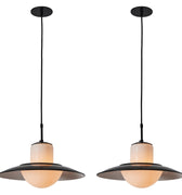 V3329 1940s Gunilla Jung Model #1005 Glass & Metal Ceiling Lamp for Stockmann Orno two enl