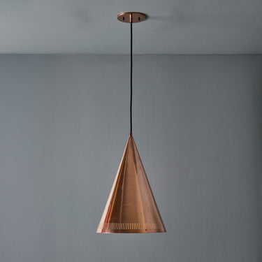 V3433 Monumental 1950s Conical Perforated Copper Pendant Attributed to Paavo Tynell 5.jpg
