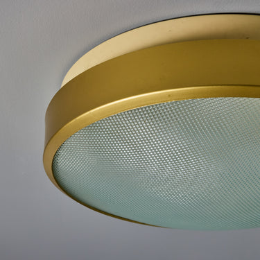 V3483 Large 1960s G.C.M.E. Brass & Textured Glass Flush Mount 8.jpg