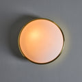 V3460 1980s Glashütte Limburg Brass & Opaline Glass Flush Mounts in the Manner of Stilnovo