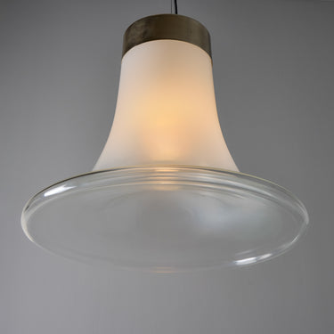 V3473 1960s Vistosi Model #L261 'Comare' Blown Murano Glass & Metal Suspension Lamp Two En