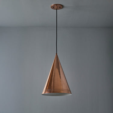V3433 Monumental 1950s Conical Perforated Copper Pendant Attributed to Paavo Tynell 3.jpg