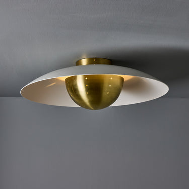 M5879 'Gabi' Perforated Brass Dome & White Painted Metal Flush Mount by Alvaro Benitez 4.j