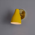 V3479 1950s Yellow Painted Metal & Brass Wall Lamp Attributed to Stilnovo 4.jpg