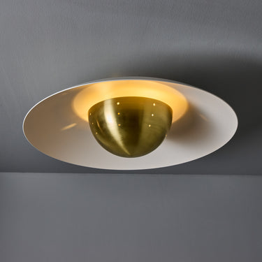 M5879 'Gabi' Perforated Brass Dome & White Painted Metal Flush Mount by Alvaro Benitez 6.j