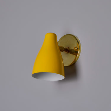 V3479 1950s Yellow Painted Metal & Brass Wall Lamp Attributed to Stilnovo 18.jpg