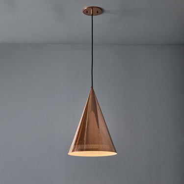 V3433 Monumental 1950s Conical Perforated Copper Pendant Attributed to Paavo Tynell 2.jpg