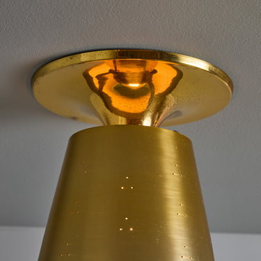 V3470 1940s Perforated Brass Conical Ceiling Lamp Attributed to Paavo Tynell 6.jpg