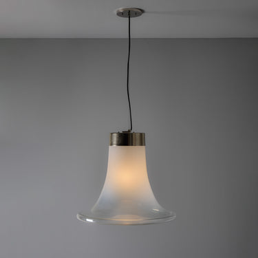 V3473 1960s Vistosi Model #L261 'Comare' Blown Murano Glass & Metal Suspension Lamp Two En