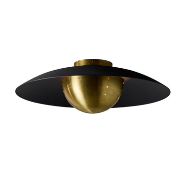 M5880 Gabi Perforated Brass Dome & Black Painted Metal Flush Mount Alvaro Benitez Two Enli