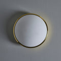 V3460 1980s Glashütte Limburg Brass & Opaline Glass Flush Mounts in the Manner of Stilnovo