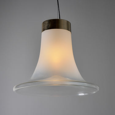 V3473 1960s Vistosi Model #L261 'Comare' Blown Murano Glass & Metal Suspension Lamp Two En