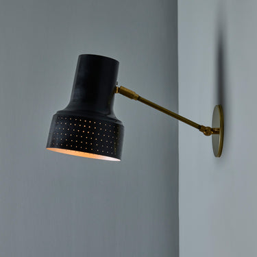 V3398 1960s Carl Thore Perforated Black and Brass Wall Lamp 10.jpg