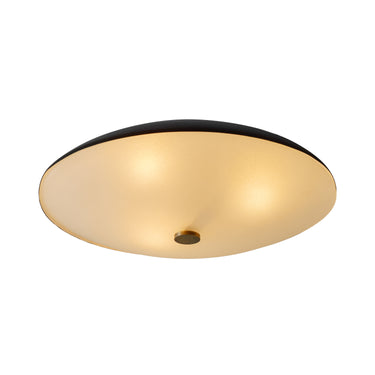 V3537 1950s Stilnovo Opaline Glass & Black Metal Ceiling Lamp single lamp.jpg