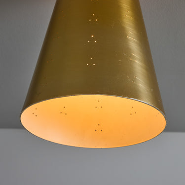 V3470 1940s Perforated Brass Conical Ceiling Lamp Attributed to Paavo Tynell 5.jpg