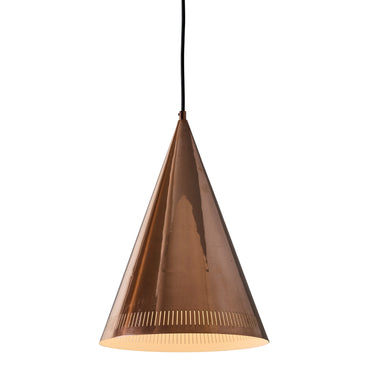 V3433 Monumental 1950s Conical Perforated Copper Pendant Attributed to Paavo Tynell 1.jpg