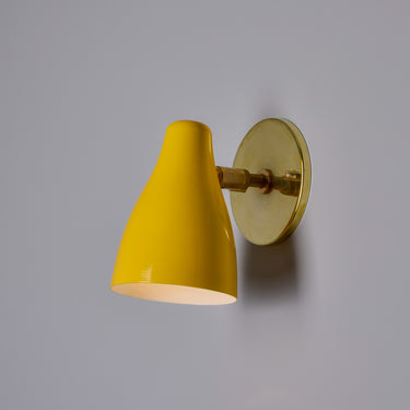 V3479 1950s Yellow Painted Metal & Brass Wall Lamp Attributed to Stilnovo 11.jpg