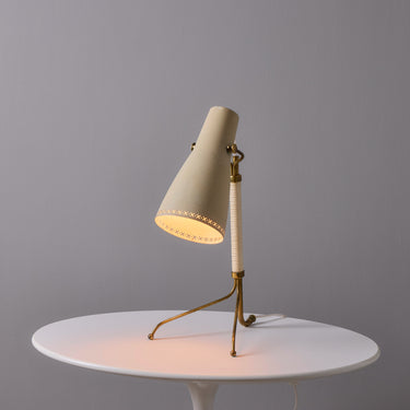 V3492 1950s ASEA Model E 1271 Perforated Metal & Brass Tripod Table Lamp 15.jpg