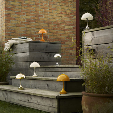 AW24-Panthella160Portable Lamp orange and metallized