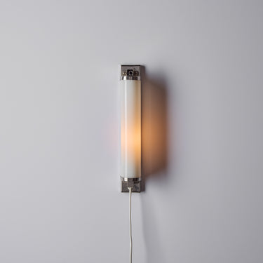 V3485 1930s Finnish Cylindrical Glass Plug-in Wall Lamp in the Manner of Paavo Tynell 2.jp
