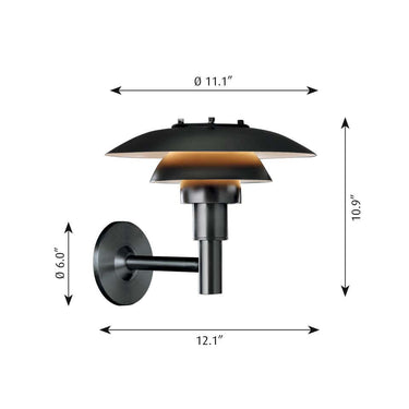 Poul Henningsen 'PH 3-2½' Outdoor Wall Lamp for Louis Poulsen Two Enlighten dimensions