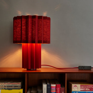 Plisse burgundy edition lamp by folkform two enlighten lit