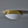 V3460 1980s Glashütte Limburg Brass & Opaline Glass Flush Mounts in the Manner of Stilnovo