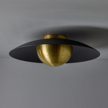 M5880 Gabi Perforated Brass Dome & Black Painted Metal Flush Mount Alvaro Benitez Two Enli
