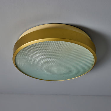 V3483 Large 1960s G.C.M.E. Brass & Textured Glass Flush Mount 7.jpg