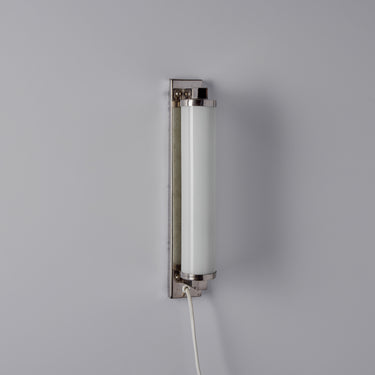 V3485 1930s Finnish Cylindrical Glass Plug-in Wall Lamp in the Manner of Paavo Tynell 4.jp