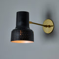 V3398 1960s Carl Thore Perforated Black and Brass Wall Lamp 6.jpg