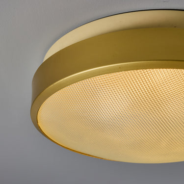 V3483 Large 1960s G.C.M.E. Brass & Textured Glass Flush Mount 9.jpg