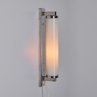 V3485 1930s Finnish Cylindrical Glass Plug-in Wall Lamp in the Manner of Paavo Tynell 15.j