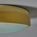 V3483 Large 1960s G.C.M.E. Brass & Textured Glass Flush Mount 10.jpg