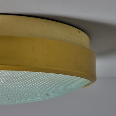 V3483 Large 1960s G.C.M.E. Brass & Textured Glass Flush Mount 10.jpg