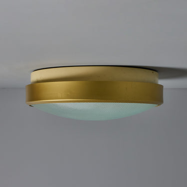 V3483 Large 1960s G.C.M.E. Brass & Textured Glass Flush Mount 4.jpg