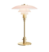 Poul Henningsen 'PH 3/2' Pale Rose Glass and Brass Table Lamp for Louis Poulsen Two Enlighten packshot hero 