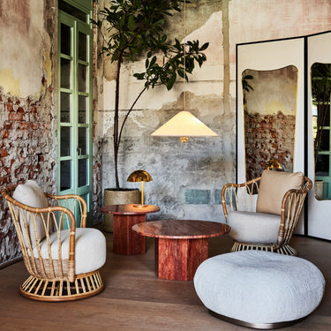 Paavo Tynell 9209 Brass and Rattan Table Lamp sunroom inspiration