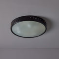V3495 1960s Stilnovo Perforated Black Metal & Opaline Glass Flush Mounts 9.jpg