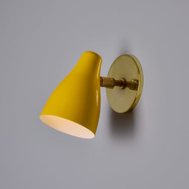V3479 1950s Yellow Painted Metal & Brass Wall Lamp Attributed to Stilnovo 9.jpg