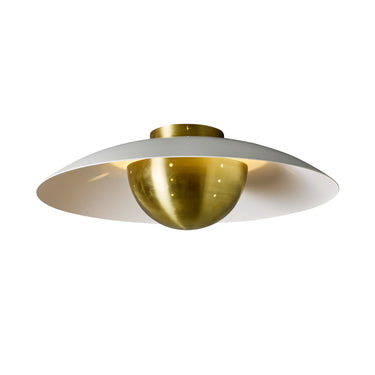 M5879 'Gabi' Perforated Brass Dome & White Painted Metal Flush Mount by Alvaro Benitez 1.j