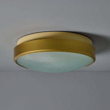 V3483 Large 1960s G.C.M.E. Brass & Textured Glass Flush Mount 3.jpg