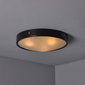 V3495 1960s Stilnovo Perforated Black Metal & Opaline Glass Flush Mounts 10.jpg