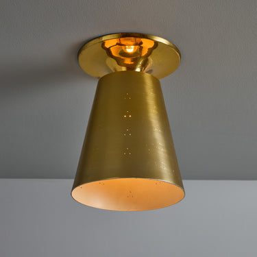 V3470 1940s Perforated Brass Conical Ceiling Lamp Attributed to Paavo Tynell 2.jpg