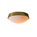 V3460 1980s Glashütte Limburg Brass & Opaline Glass Flush Mounts in the Manner of Stilnovo