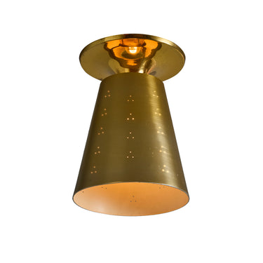 V3470 1940s Perforated Brass Conical Ceiling Lamp Attributed to Paavo Tynell 1.jpg