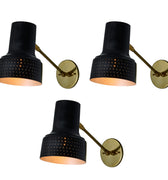 V3398 1960s Carl Thore Perforated Black and Brass Wall Lamp 2.jpg
