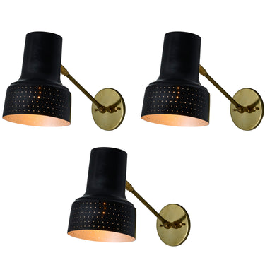 V3398 1960s Carl Thore Perforated Black and Brass Wall Lamp 2.jpg